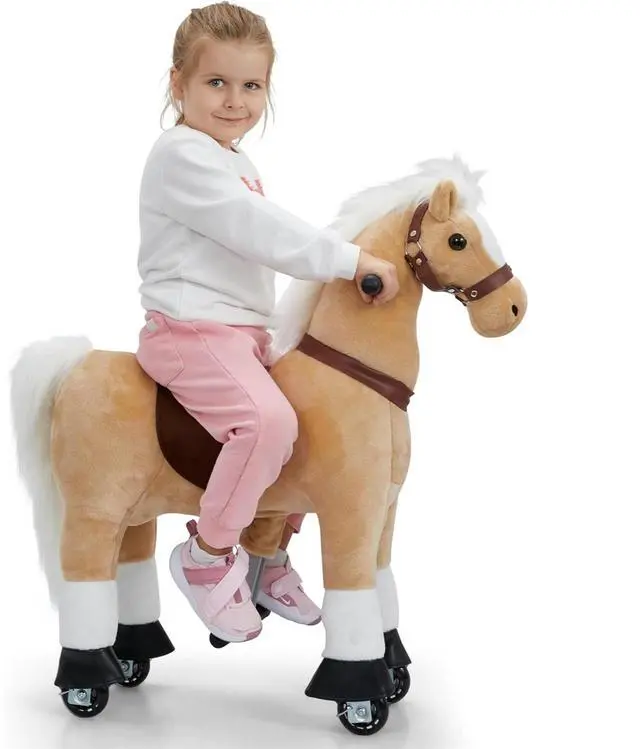 Main image of Lil' Jumbl Small Ride on Horse, Kids Ride on Toy with Realistic Sounds & Rolling Wheels (Off-White)