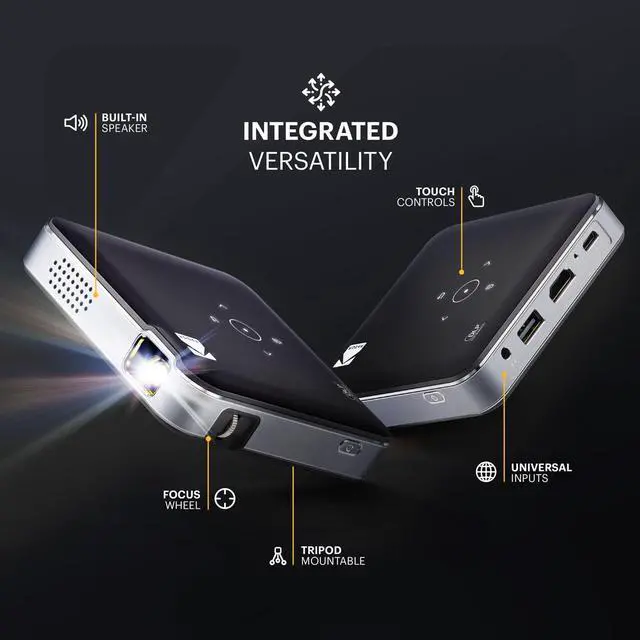 Alt view image 2 of 5 - Kodak Luma 150 Pico Projector, Rechargeable Ultra Mini Projector with Built-In Speaker, Airplay & Miracast - Black
