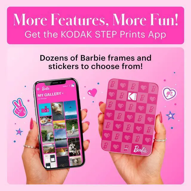 Alt view image 7 of 7 - Barbie x Kodak Step Slim Wireless Instant Portable Photo Printer, 2x3" Full Color Portable Printer