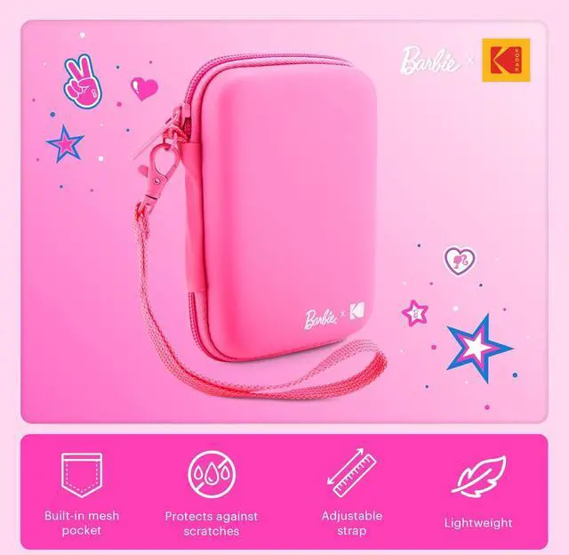 Alt view image 3 of 6 - Barbie x Kodak EVA Travel Case with Removable Strap, Built-in Mesh Pocket Stores Zink Paper & More!