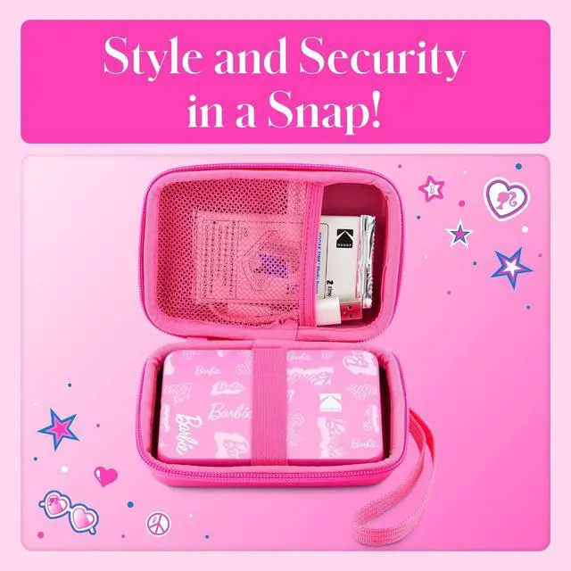 Alt view image 4 of 6 - Barbie x Kodak EVA Travel Case with Removable Strap, Built-in Mesh Pocket Stores Zink Paper & More!
