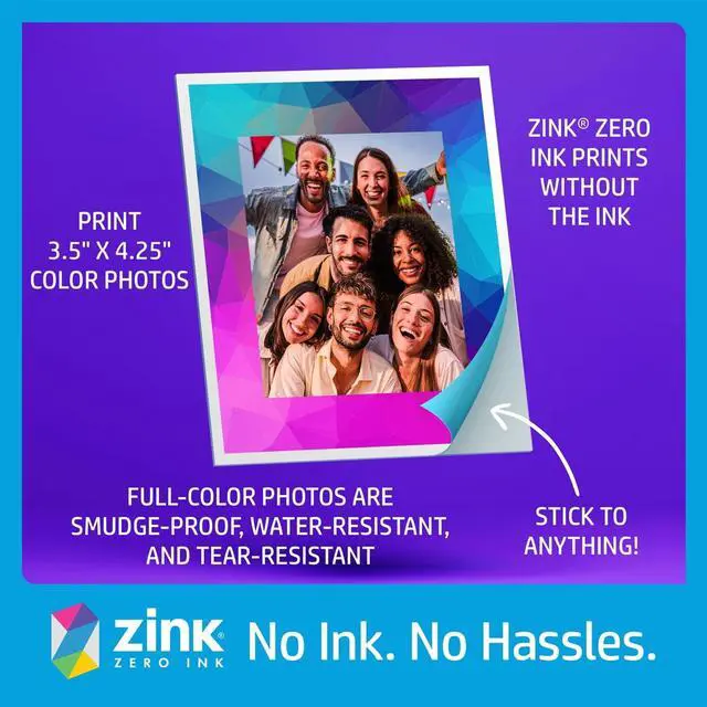 Alt view image 4 of 7 - HP Sprocket Photobooth 3x4" Photo Printer (White) Bundle w/3.5 x 4.25 Zink Photo Paper (300 Sheets)