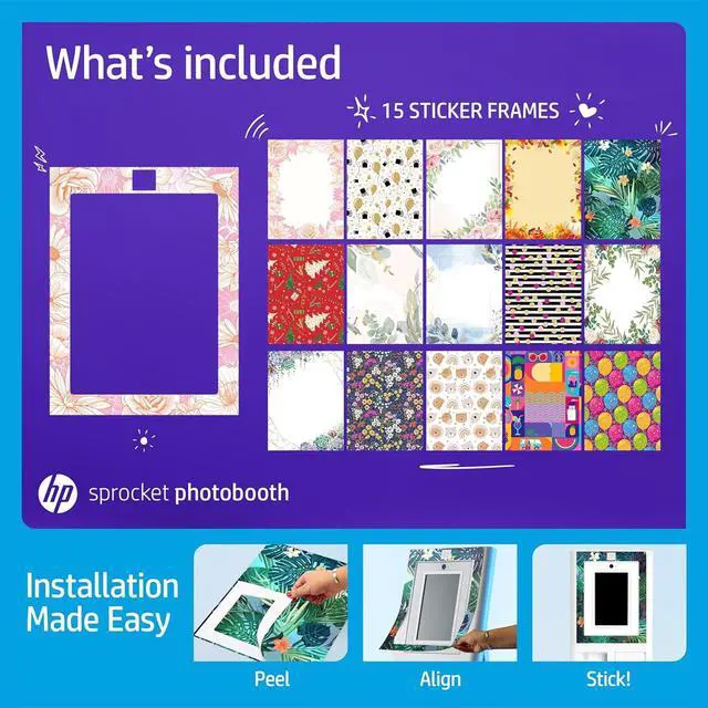 Alt view image 6 of 7 - HP Sprocket Photobooth 3x4" Photo Printer (Pink) Bundle w/Zink Paper, Case, Screen Protector & More White