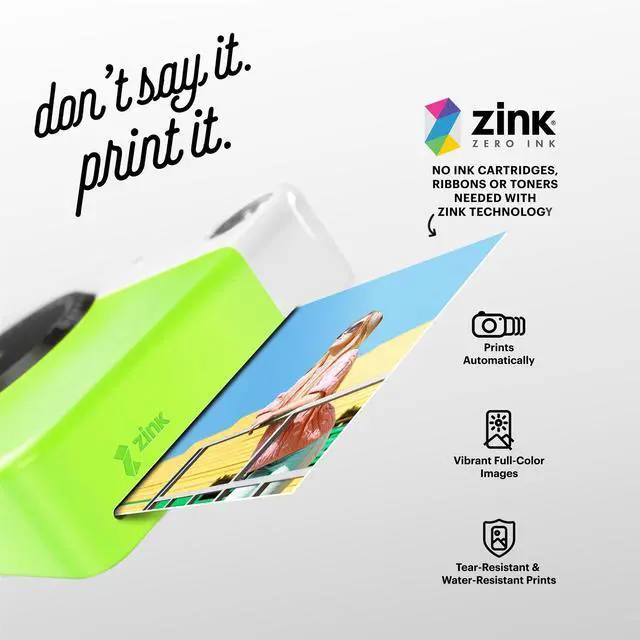 Alt view image 4 of 7 - Kodak Printomatic 5MP Instant Print Camera (Green) & Zink Photo Paper (75 Sheets) Bundle