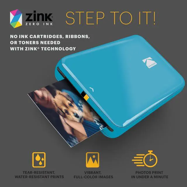 Alt view image 4 of 7 - Kodak Step Mobile Instant Photo Printer 2x3" (Blue) & Zink Photo Paper (75 Sheets) Bundle