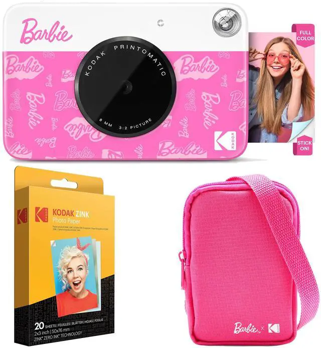 Main image of Kodak x Barbie Printomatic Instant Print Camera Signature Style, Case + Paper (20 Sheets) - Bundle