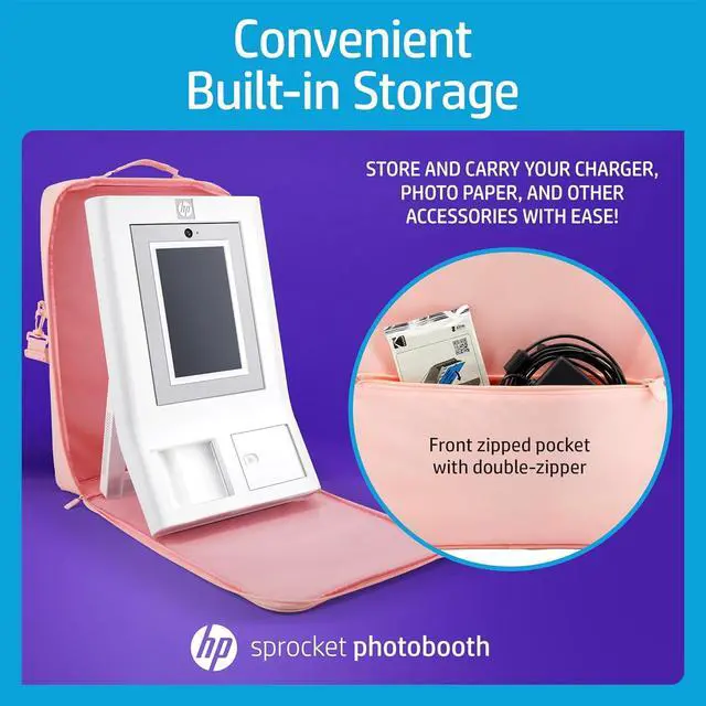 Alt view image 6 of 6 - HP Premium Carrying Padded Storage Case w/Removable Shoulder Strap for Sprocket Photobooth (Pink)