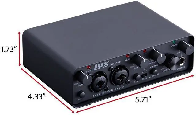 Alt view image 2 of 7 - LyxPro 2x2 USB Audio Interface with Asio Driver, Software, LyxPro Studio Monitors & Isolation Shield