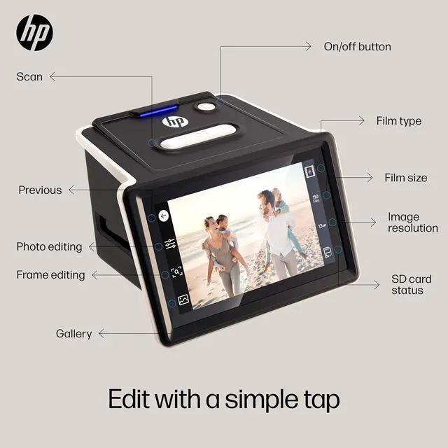 Alt view image 6 of 7 - HP FilmScan Film & Slide Scanner with 5" Touch Screen, Film Scanner Convert Negatives to Digital 22MP JPEG