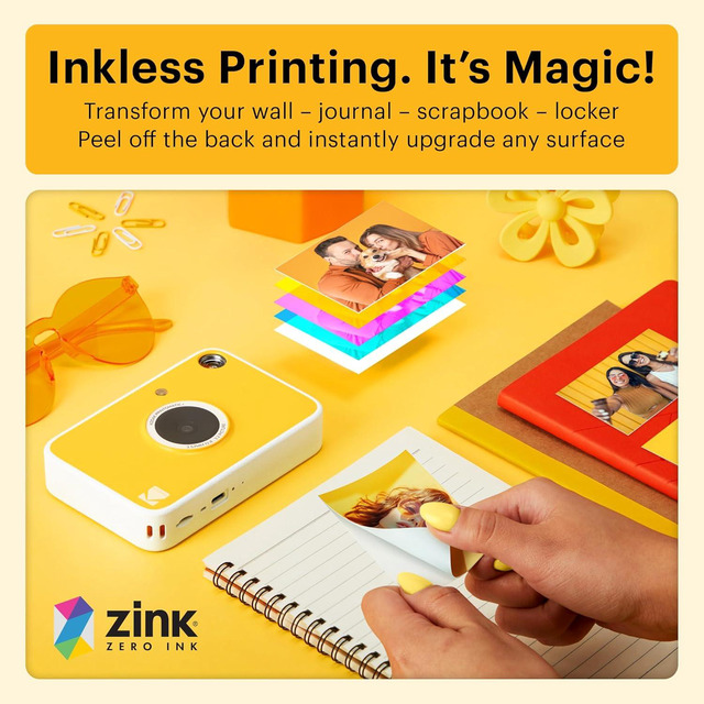 Kodak Printomatic+ Fotocamera Istantanea 10MP Con LED RGB – Stampa A Colori Su Carta Zink 2x3" Senza Inchiostro, Blu