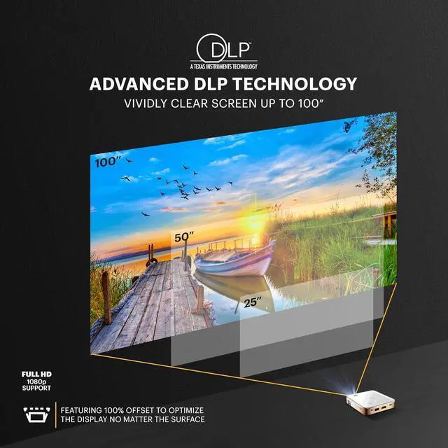 Alt view image 5 of 7 - Kodak Luma 75 Ultra Mini Projector, Portable Pico Projector with Overhead Tripod & Case