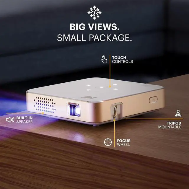 Alt view image 6 of 7 - Kodak Luma 75 Ultra Mini Projector, Portable Pico Projector with Carrying Case- White