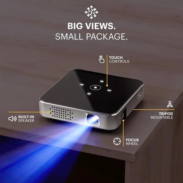 Alt view image 2 of 7 - Kodak Luma 75 Ultra Mini Projector, Portable Pico Projector with Carrying Case & Tripod (Black)