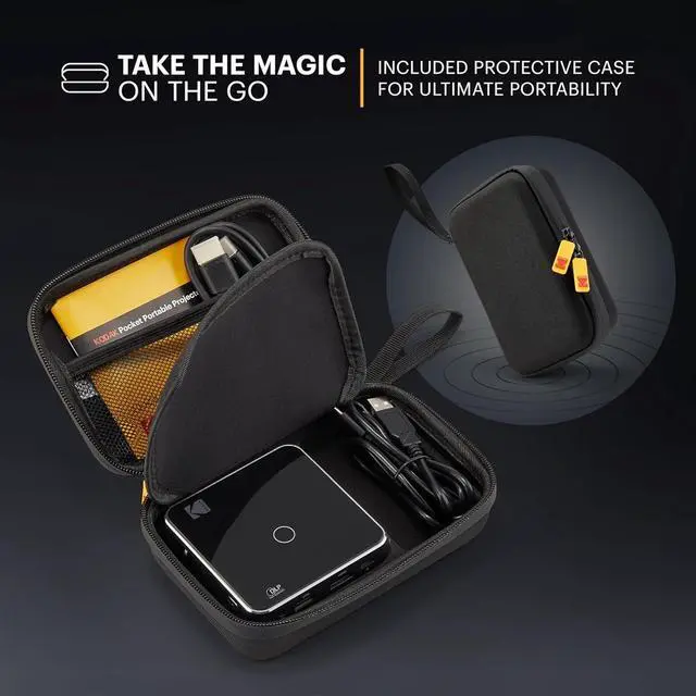 Alt view image 5 of 7 - Kodak Luma 75 Ultra Mini Projector, Portable Pico Projector with Carrying Case & Tripod (Black)