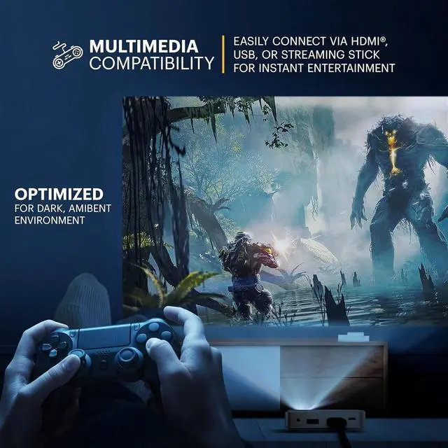 Alt view image 3 of 7 - Kodak Luma 75 Ultra Mini Projector, Portable Pico Projector with 60" Screen, Tripod & Case (White)