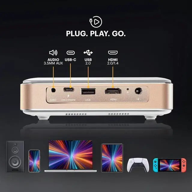 Alt view image 2 of 7 - Kodak Luma 450 Smart Projector, Full HD Portable Pico Projector with Tripod, Remote & Carrying Case