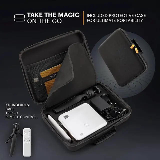 Alt view image 7 of 7 - Kodak Luma 450 Smart Projector, Full HD Portable Pico Projector with 80" Screen, Tripod, Remote & Case