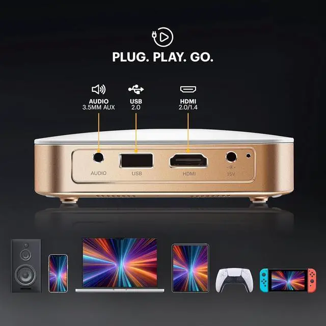 Alt view image 7 of 7 - Kodak Luma 350 Smart Projector, Portable Pico Projector with Carrying Case & Remote