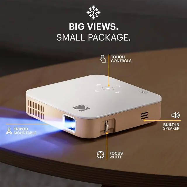 Alt view image 2 of 7 - Kodak Luma 350 Smart Projector, Portable Pico Projector with Carrying Case & Remote