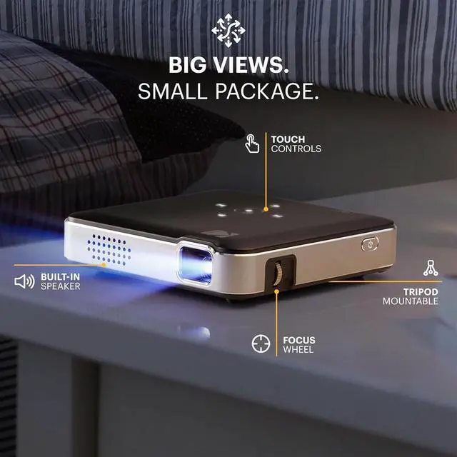 Alt view image 3 of 7 - Kodak Luma 150 Pico Projector, Rechargeable Ultra Mini Projector with Overhead Tripod & Case