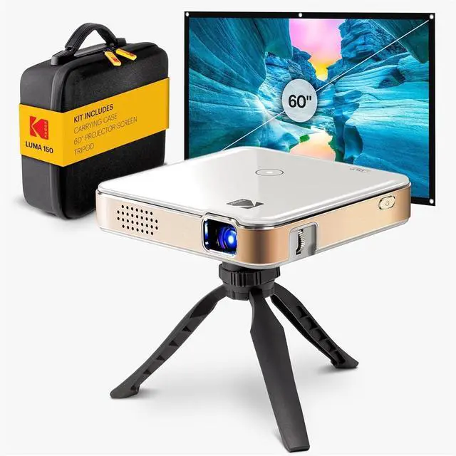 Main image of Kodak Luma 150 Pico Projector, Rechargeable Ultra Mini Projector w/60" Screen, Tripod & Case (White)