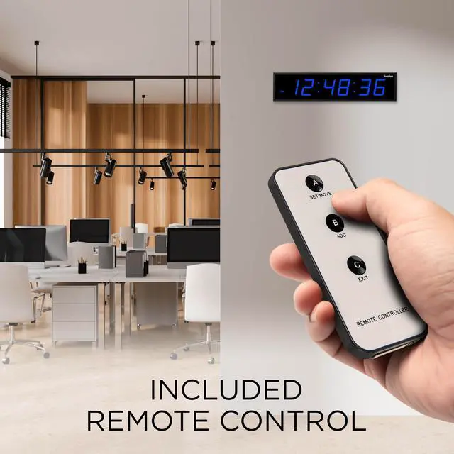 Alt view image 6 of 7 - Ivation Huge Large Big Oversized Digital LED Clock - Shelf or Wall Mount (24 Inch - Blue) | 6-Level Brightness, Mounting Holes & Hardware