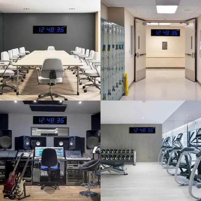 Alt view image 5 of 7 - Ivation Huge 36" Inch Large Big Oversized Digital LED Clock with Stopwatch, Alarms, Countdown Timer & Temp - Shelf or Wall Mount (Blue) | 6-Level Brightness, Mounting Holes & Hardware