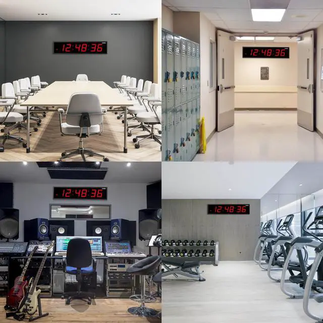 Alt view image 2 of 7 - Ivation Huge 36" Inch Large Big Oversized Digital LED Clock with Stopwatch, Alarms, Countdown Timer & Temp - Shelf or Wall Mount (Red) | 6-Level Brightness, Mounting Holes & Hardware