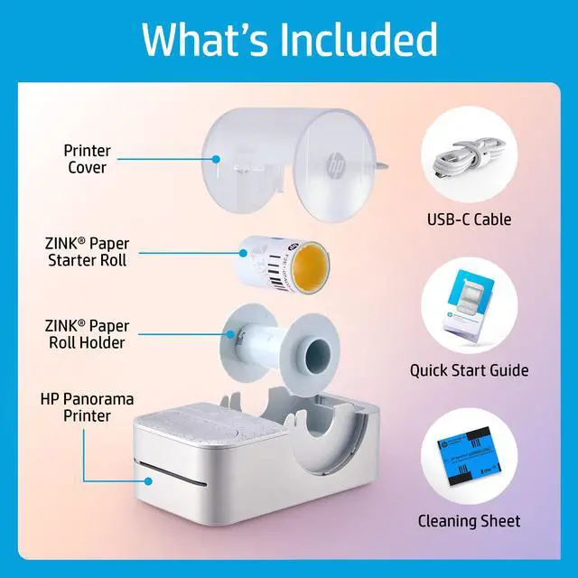 Alt view image 2 of 7 - HP Sprocket Panorama Instant Portable Color Label & Photo Printer with Bluetooth White