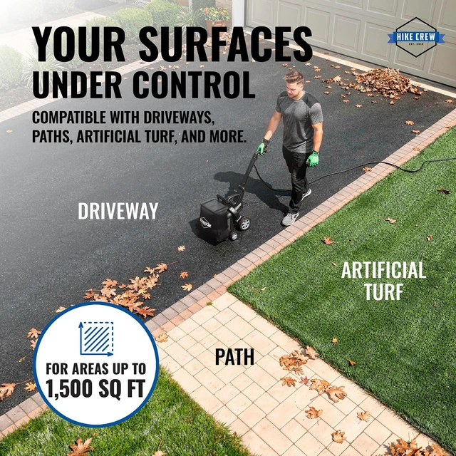 Alt view image 4 of 6 - Hike Crew Leaf Vacuum Mulcher for 1500 Sq Ft Driveways, Outdoor Shredder w/10-Gallon Bag & 15:1 Ratio