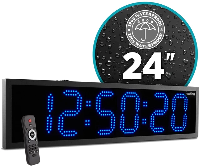 Main image of Ivation 24" Outdoor Digital Clock, Waterproof LED Display, Auto Time Sync, Temp, Date & Timer