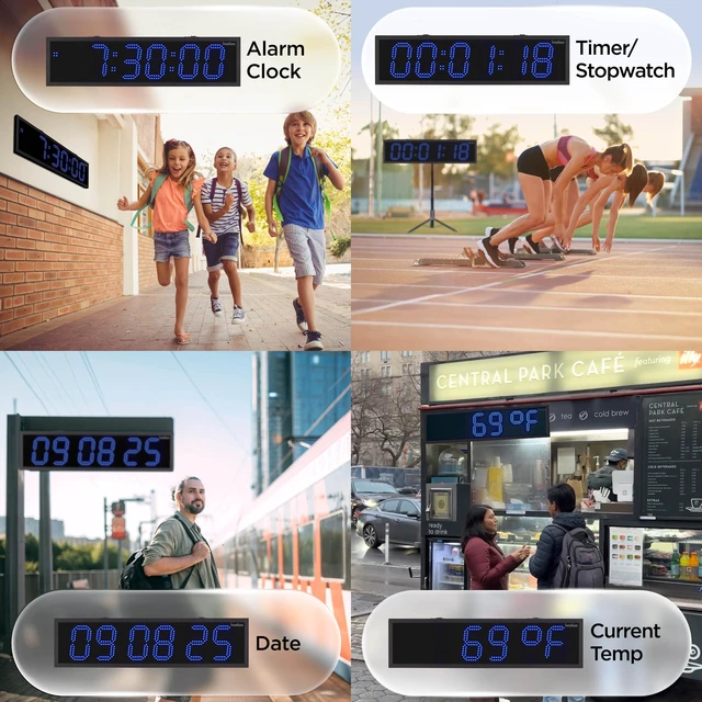 Alt view image 3 of 6 - Ivation 24" Outdoor Digital Clock, Waterproof LED Display, Auto Time Sync, Temp, Date & Timer