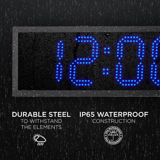 Alt view image 4 of 6 - Ivation 24" Outdoor Digital Clock, Waterproof LED Display, Auto Time Sync, Temp, Date & Timer