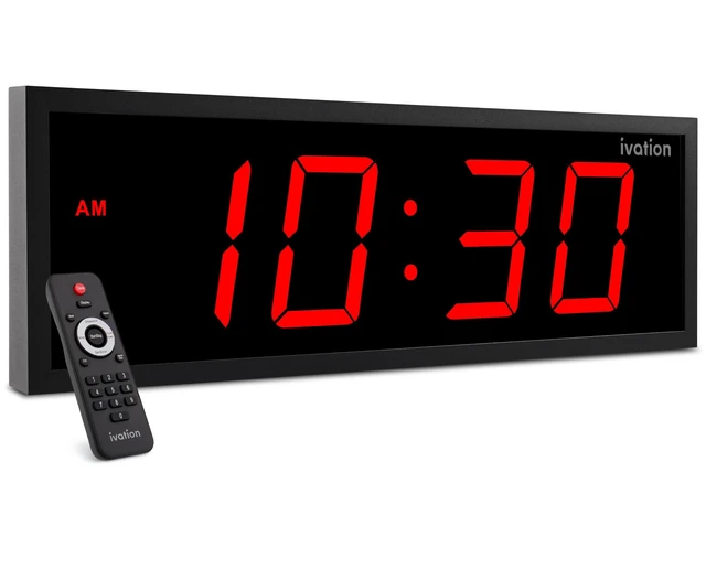 Main image of Ivation 18" Digital Wall Clock, Big LED Display, Timer, Alarms, Auto Brightness, Remote