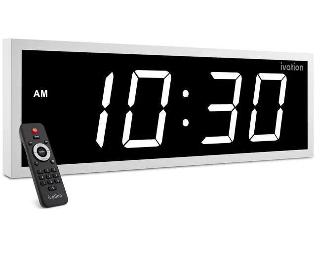 Main image of Ivation 18" Digital Wall Clock, Big LED Display, Timer, Alarms, Auto Brightness, Remote White