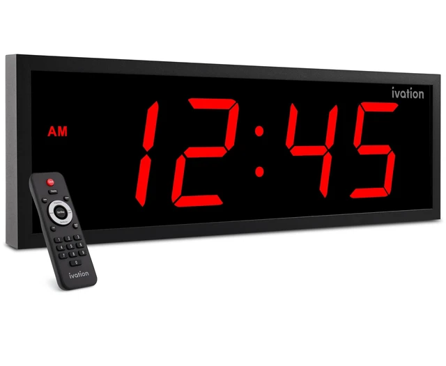 Main image of Ivation 24" Digital Wall Clock, Big LED Display, Timer, Alarms, Auto Brightness, Remote