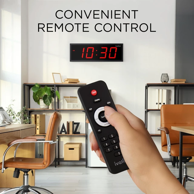 Alt view image 6 of 7 - Ivation 24" Digital Wall Clock, Big LED Display, Timer, Alarms, Auto Brightness, Remote