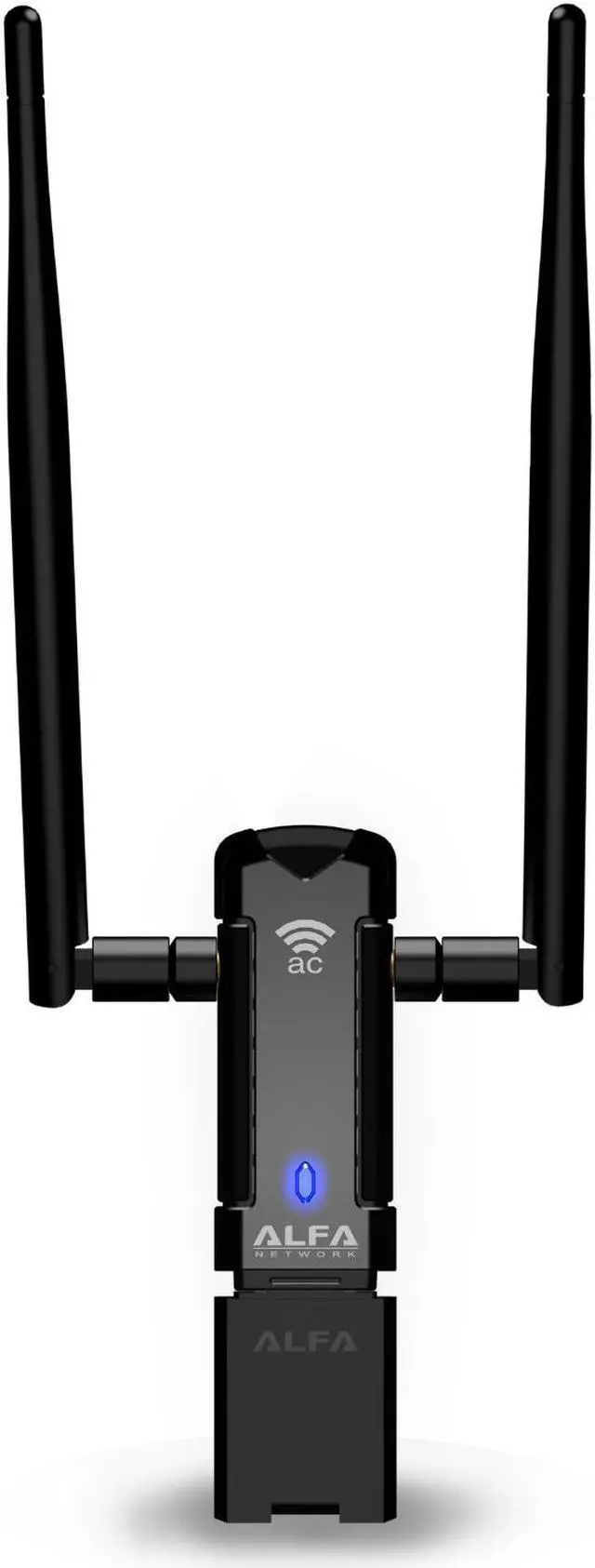 Alt view image 3 of 7 - Alfa Long-Range Dual-Band AC1200 Wireless USB 3.0 Wi-Fi Adapter w/2x 5dBi External Antennas - 2.4GHz 300Mbps / 5Ghz 867M
