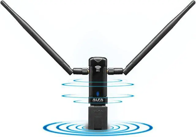 Alt view image 7 of 7 - Alfa Long-Range Dual-Band AC1200 Wireless USB 3.0 Wi-Fi Adapter w/2x 5dBi External Antennas - 2.4GHz 300Mbps / 5Ghz 867M