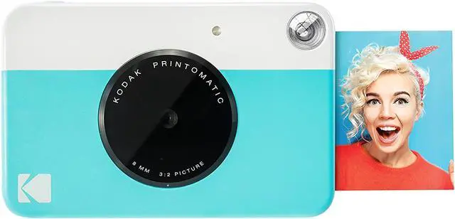Alt view image 2 of 10 - kodak printomatic digital instant print camera blue, full color prints on zink 2x3" stickybacked photo paper  print memories instantly