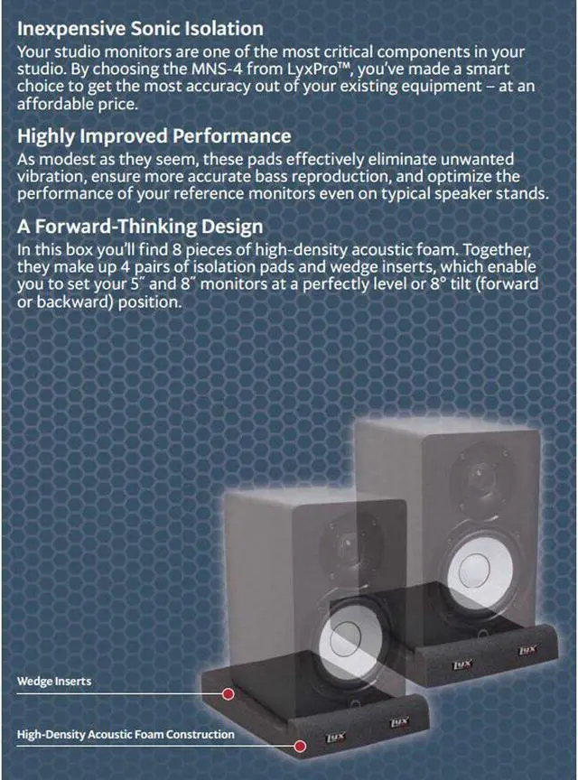 Alt view image 3 of 14 - LyxPro MNS-4 Studio Monitor Acoustic Isolation Pads - Pair