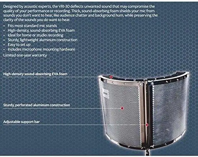 Alt view image 4 of 12 - LyxPro VRI-30 Portable Foldable Sound Absorbing Recording Panel Stand Mount
