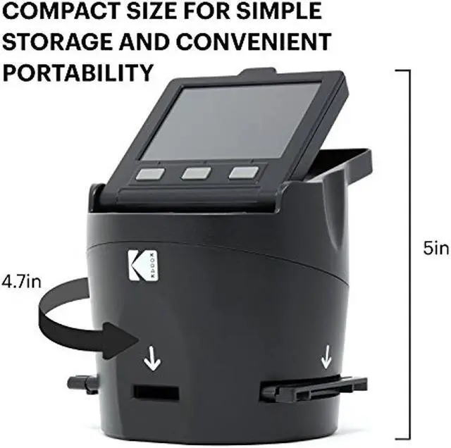 Alt view image 4 of 9 - KODAK SCANZA Digital Film & Slide Scanner ? Converts 35mm, 126, 110, Super 8 & 8mm Film Negatives & Slides to JPEG ? Includes Large Tilt-Up 3.5? LCD, Easy-Load Film Inserts, Adapters & More