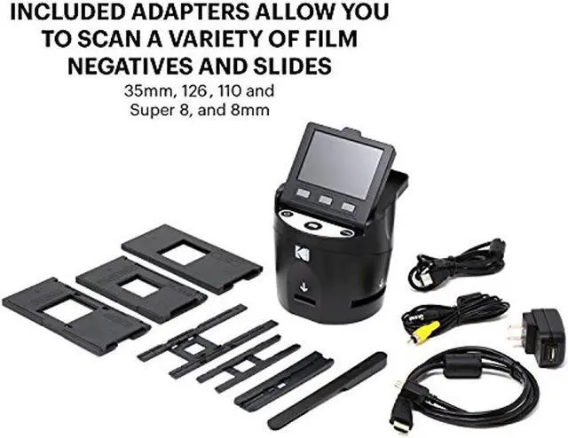 Alt view image 6 of 9 - KODAK SCANZA Digital Film & Slide Scanner ? Converts 35mm, 126, 110, Super 8 & 8mm Film Negatives & Slides to JPEG ? Includes Large Tilt-Up 3.5? LCD, Easy-Load Film Inserts, Adapters & More