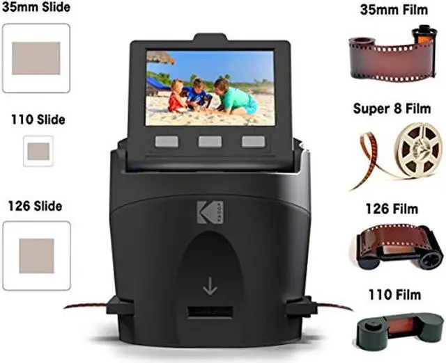 Alt view image 2 of 9 - KODAK SCANZA Digital Film & Slide Scanner ? Converts 35mm, 126, 110, Super 8 & 8mm Film Negatives & Slides to JPEG ? Includes Large Tilt-Up 3.5? LCD, Easy-Load Film Inserts, Adapters & More