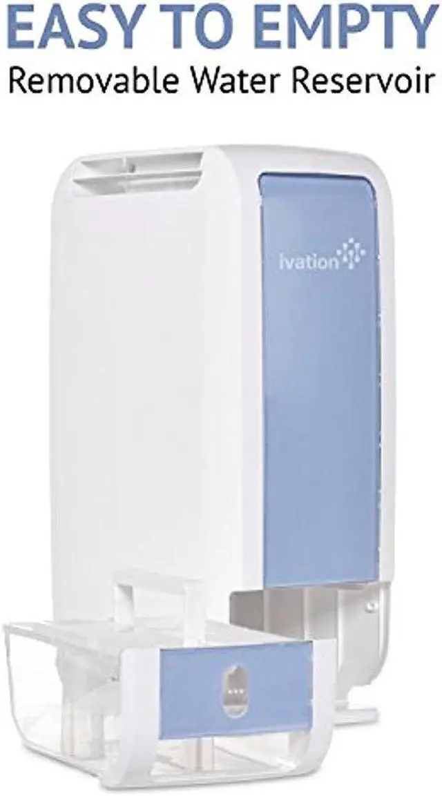 Alt view image 2 of 9 - Ivation 13-Pint Small-Area Desiccant Dehumidifier Compact and Quiet - With Continuous Drain Hose for Smaller Spaces, Bathroom, Attic, Crawlspace and Closets - For Spaces Up To 270 Sq Ft