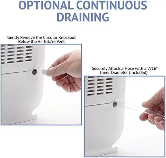 Alt view image 3 of 9 - Ivation 13-Pint Small-Area Desiccant Dehumidifier Compact and Quiet - With Continuous Drain Hose for Smaller Spaces, Bathroom, Attic, Crawlspace and Closets - For Spaces Up To 270 Sq Ft