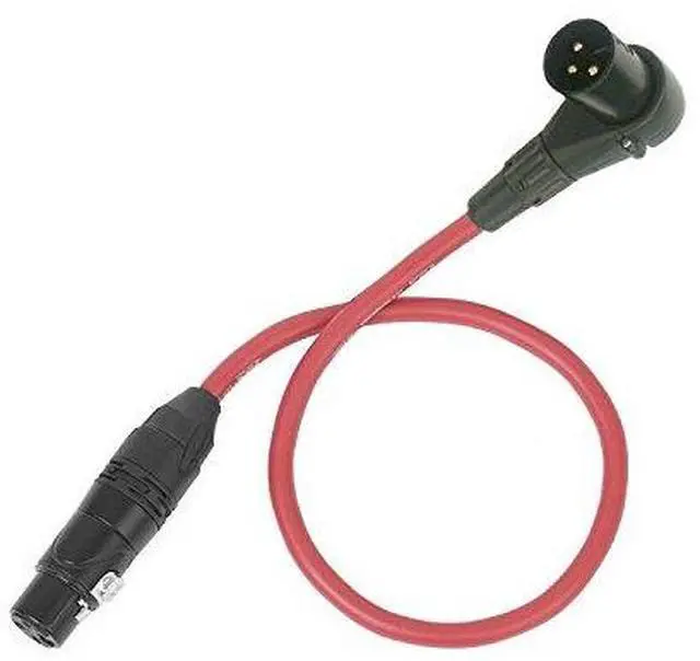 Main image of LyxPro 3 Ft Right Angle XLR Male to XLR Female Microphone Cable for Professional Microphones Connecting to Camcorders & DSLR Video Cameras - Red