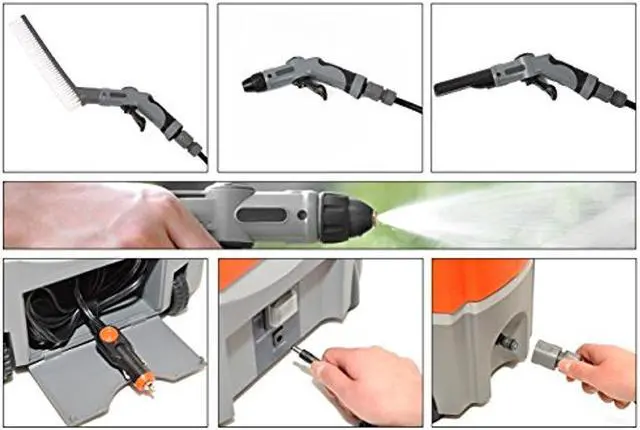 Alt view image 6 of 9 - Ivation Multipurpose Portable Spray Washer w/ Water Tank - Runs on Built-In Rechargeable Battery, Home Plug & 12v Car Plug - Integrated Roller Wheels