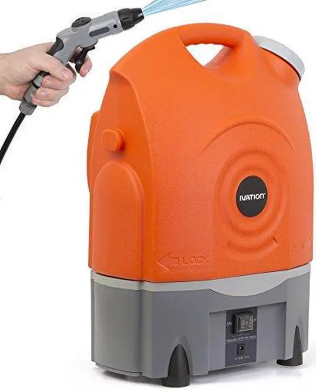 Alt view image 2 of 9 - Ivation Multipurpose Portable Spray Washer w/ Water Tank - Runs on Built-In Rechargeable Battery, Home Plug & 12v Car Plug - Integrated Roller Wheels